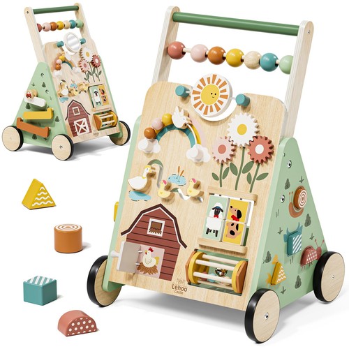 Wooden baby walker adjustable - wooden,