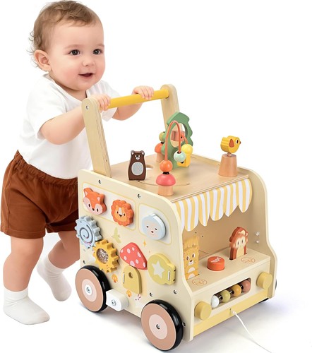 Wooden activity cube - cube, push
